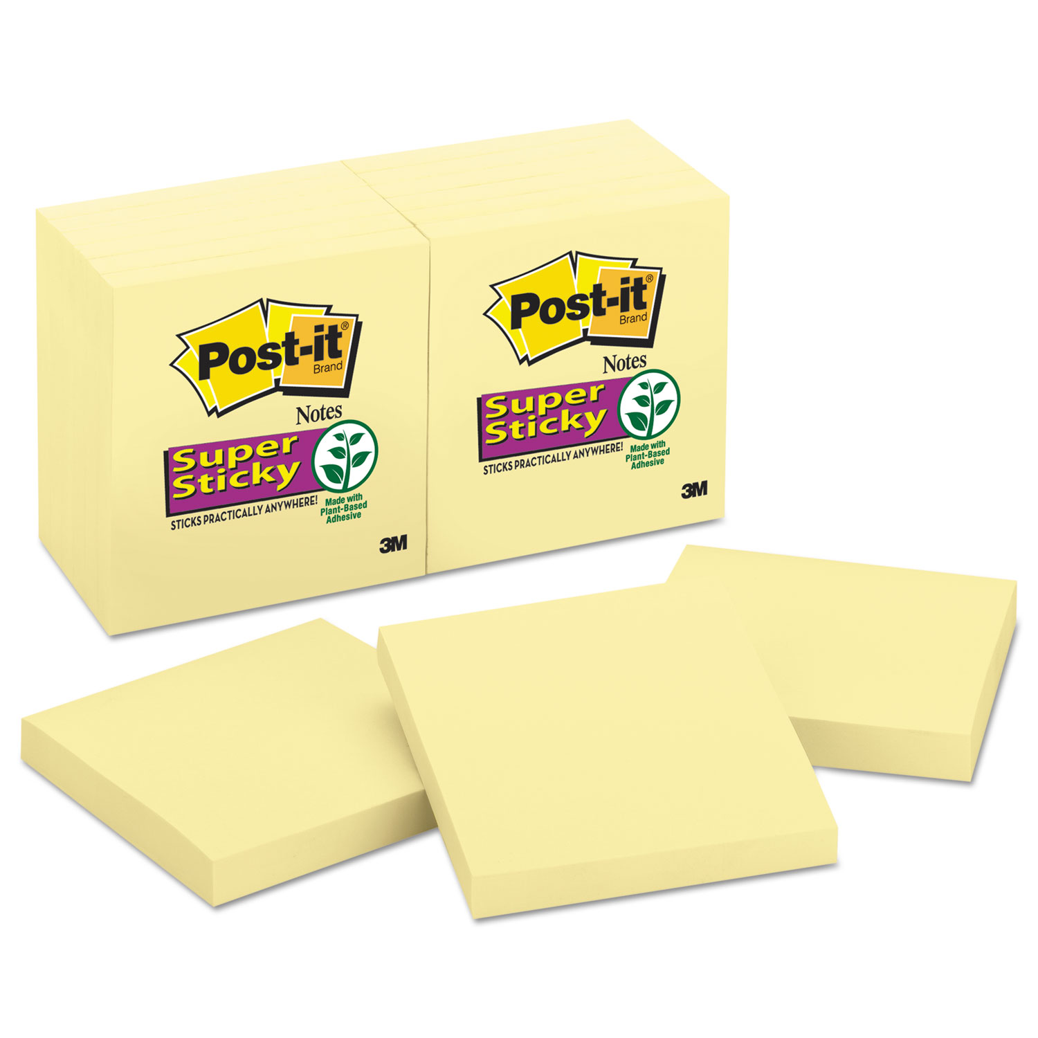 Post-it Pads in Canary Yellow 3 x 3 90 Sheets/Pad 12 Pads/Pack